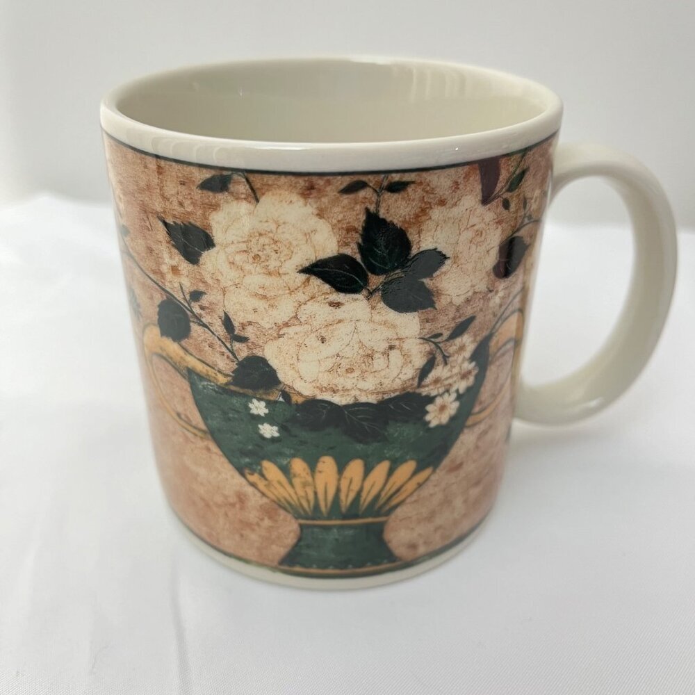 Warren Kimble White Roses Mug Sakura 1997 Vintage White‎ Floral 12oz